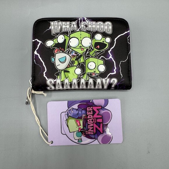 Loungefly Invader Zim GIR Lightning WHA CHOO SAY? Mini Zipper Wallet NEW - Picture 1 of 4